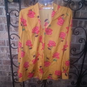 Rose Print Long Sleeve Top